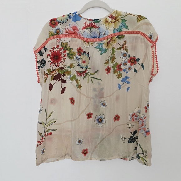 Johnny Was Embroidered Sakuro Bohemian Cap Short Sleeves Women's Size M - Picture 8 of 8